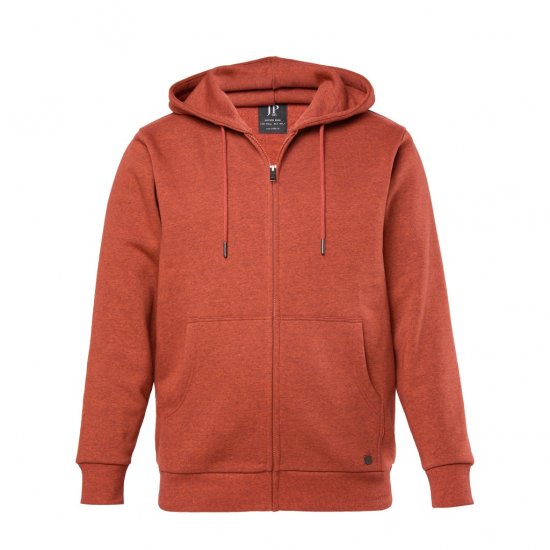 JP1880 Hoodie With Zipper Brick Brown - Суичъри & cуичъри с качулка - мъжки суичъри големи размери