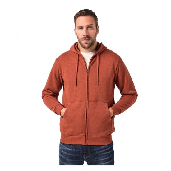 JP1880 Hoodie With Zipper Brick Brown - Суичъри & cуичъри с качулка - мъжки суичъри големи размери