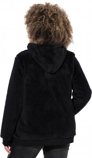 Ulla Popken Teddy Fleece Zip-Up Hoodie Black - Суичъри & cуичъри с качулка - 