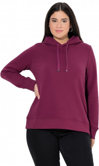 Ulla Popken Relaxed Fit Long Sleeve Hoodie Dark Berry - Суичъри & cуичъри с качулка - 