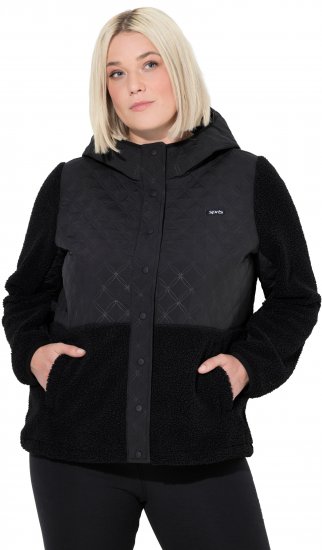 Ulla Popken Mixed Texture Hoodie Black - Суичъри & cуичъри с качулка - 