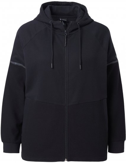 Ulla Popken Mix Fabric Reflective Trim Zip Hoodie Black - Суичъри & cуичъри с качулка - 