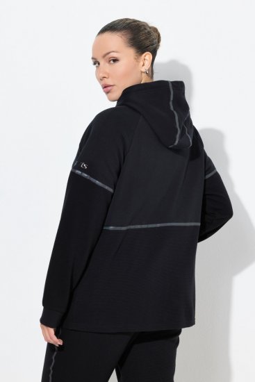 Ulla Popken Mix Fabric Reflective Trim Zip Hoodie Black - Суичъри & cуичъри с качулка - Уютни суитшърти, суичъри и плетива