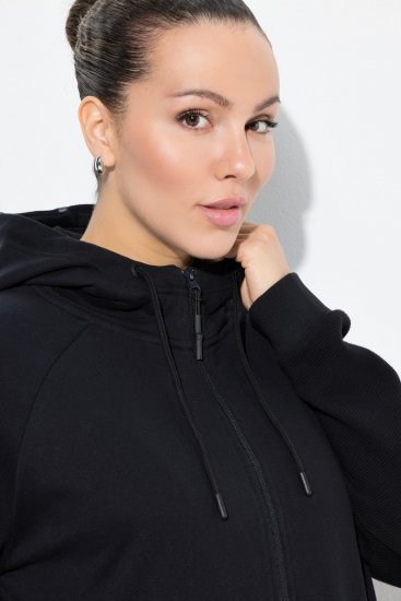 Ulla Popken Mix Fabric Reflective Trim Zip Hoodie Black - Суичъри & cуичъри с качулка - Уютни суитшърти, суичъри и плетива