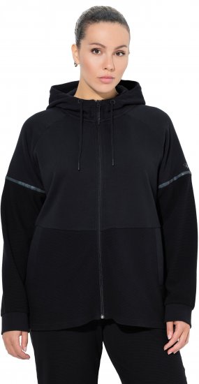 Ulla Popken Mix Fabric Reflective Trim Zip Hoodie Black - Суичъри & cуичъри с качулка - 