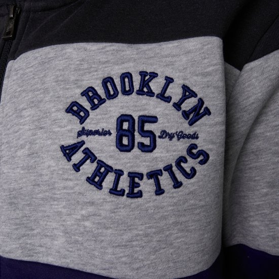 Kam Jeans 7083 Zip Thru Cut & Saw Brooklyn Hoodie Jet Black - Суичъри & cуичъри с качулка - мъжки суичъри големи размери