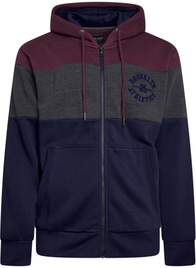 Kam Jeans 7083 Zip Thru Cut & Saw Brooklyn Hoodie Fig - Суичъри & cуичъри с качулка - мъжки суичъри големи размери