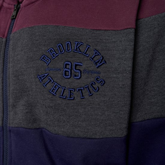 Kam Jeans 7083 Zip Thru Cut & Saw Brooklyn Hoodie Fig - Суичъри & cуичъри с качулка - мъжки суичъри големи размери