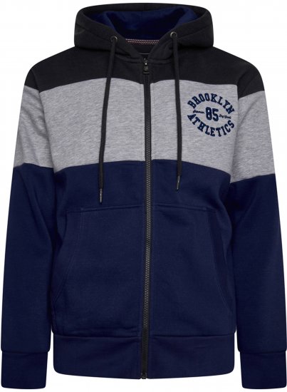 Kam Jeans 7083 Zip Thru Cut & Saw Brooklyn Hoodie Jet Black - Суичъри & cуичъри с качулка - мъжки суичъри големи размери