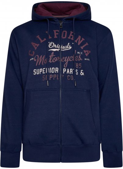 Kam Jeans 7085 Californai Zip Thru Hoodie Navy - Суичъри & cуичъри с качулка - мъжки суичъри големи размери