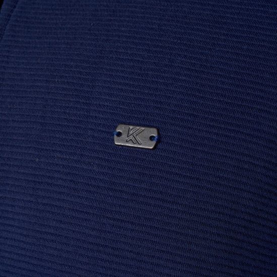 Kam Jeans 7090 1/4 Zip Jacquard Knit Self Stripe Sweatshirt Navy - Суичъри & cуичъри с качулка - мъжки суичъри големи размери