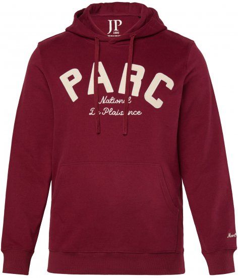 JP1880 Hoodie with Embroidery Aubergine - Суичъри & cуичъри с качулка - мъжки суичъри големи размери