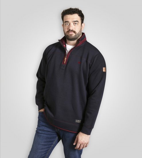 Duke Leicester Quarter Neck Fleece Sweatshirt Navy - Суичъри & cуичъри с качулка - мъжки суичъри големи размери
