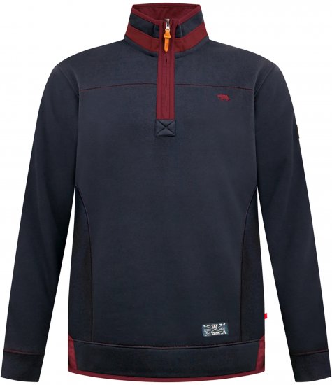 Duke Leicester Quarter Neck Fleece Sweatshirt Navy - Суичъри & cуичъри с качулка - мъжки суичъри големи размери