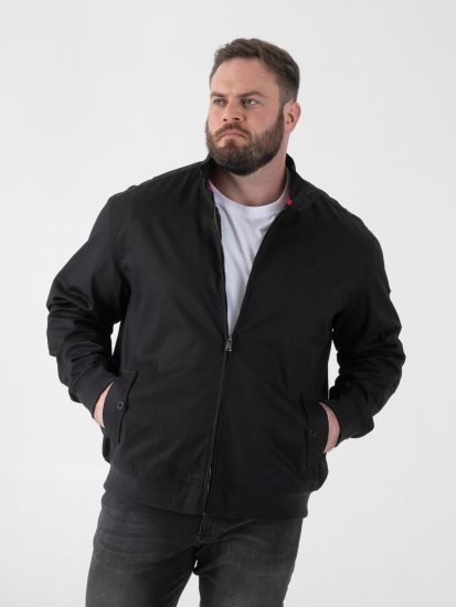 D555 Kent Elastic Rib Hem & Cuffs Harrington Jacket Black - Якета - мъжки якета големи размери
