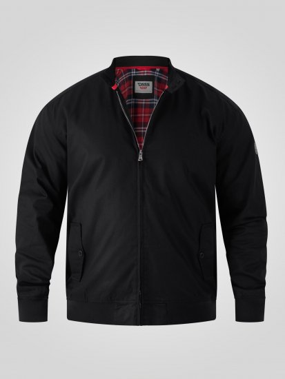 D555 Kent Elastic Rib Hem & Cuffs Harrington Jacket Black - Якета - мъжки якета големи размери