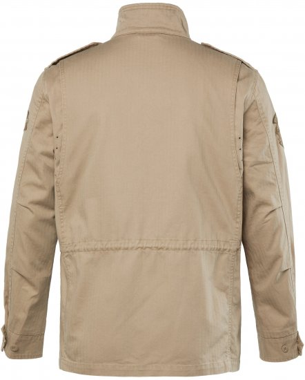 JP1880 Field Jacket with Badges Vintage Look Dark Beige - Якета - мъжки якета големи размери
