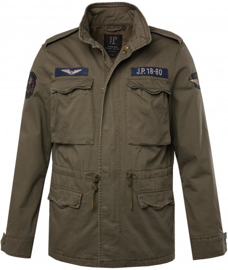 JP1880 Field Jacket with Badges Vintage Look TALL Moss Green - TALL Якета - 