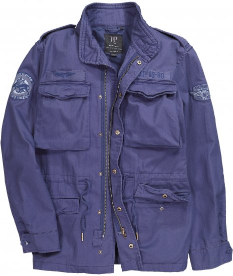 JP1880 Field Jacket with Badges Vintage Look Light Azure Blue - Якета - мъжки якета големи размери
