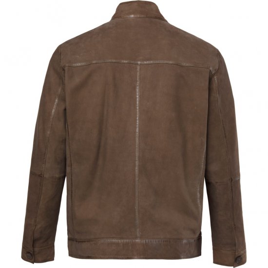 JP1880 Leather Jacket Lambskin Suede Brown - Якета - мъжки якета големи размери