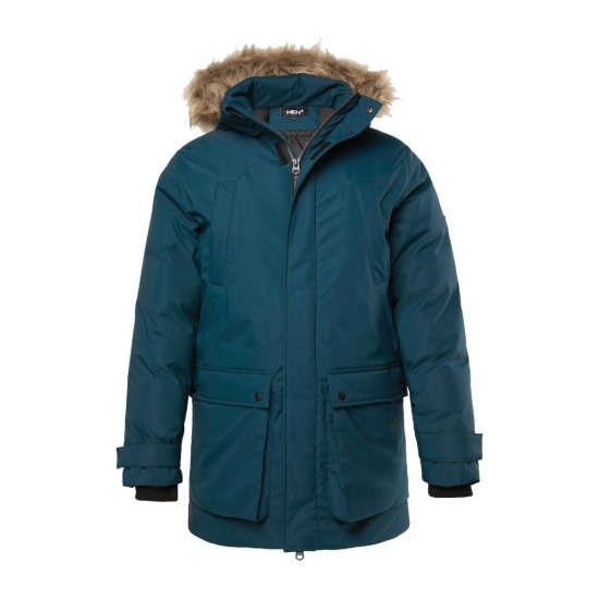 Men Plus Parka With Fur Hood Dark Green - Якета - мъжки якета големи размери