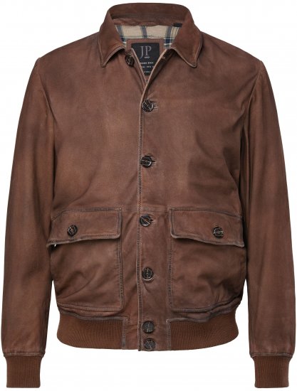 JP1880 Finest Goat Suede Leather Blouson Tobacco Brown - Якета - мъжки якета големи размери
