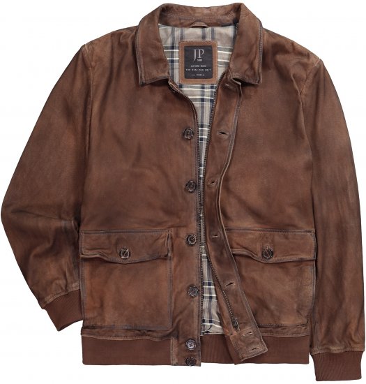 JP1880 Finest Goat Suede Leather Blouson Tobacco Brown - Якета - мъжки якета големи размери