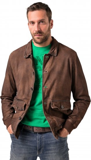 JP1880 Finest Goat Suede Leather Blouson Tobacco Brown - Якета - мъжки якета големи размери