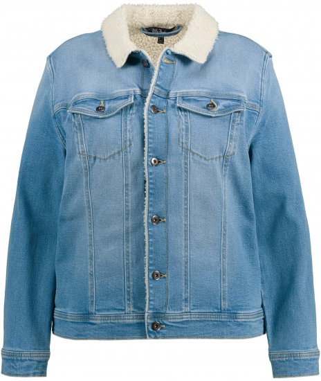 Ulla Popken Teddy Fleece Lined Denim Jacket Blue Denim - Якета - 