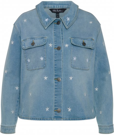Ulla Popken Embroidered Denim Jacket Light Blue - Якета - 