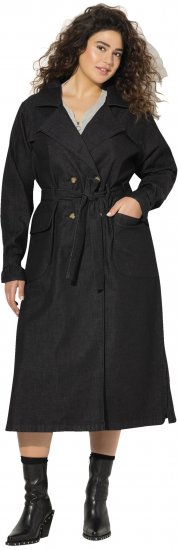Ulla Popken Denim Acid Wash Trench Coat Black - Якета - 