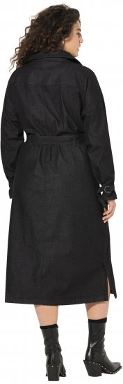 Ulla Popken Denim Acid Wash Trench Coat Black - Якета - 