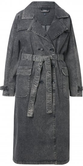 Ulla Popken Denim Acid Wash Trench Coat Grey Denim - Якета - 
