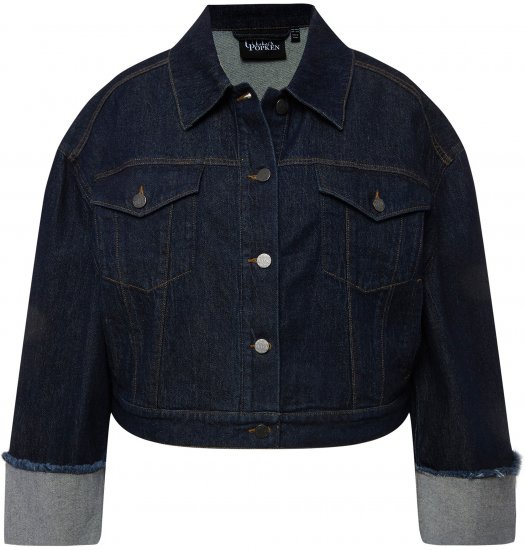 Ulla Popken Stretch Fit Cropped Denim Jacket Rinsed Wash - Якета - 