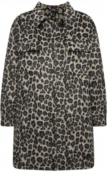 Ulla Popken Leopard Print Shirt Jacket Black - Якета - 