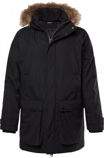 Men Plus Parka With Fur Hood Black - Якета - мъжки якета големи размери