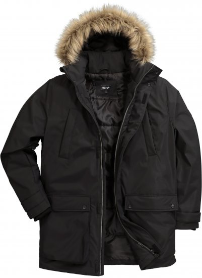 Men Plus Parka With Fur Hood Black - Якета - мъжки якета големи размери