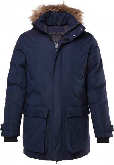 Men Plus Parka With Fur Hood Navy - Якета - мъжки якета големи размери
