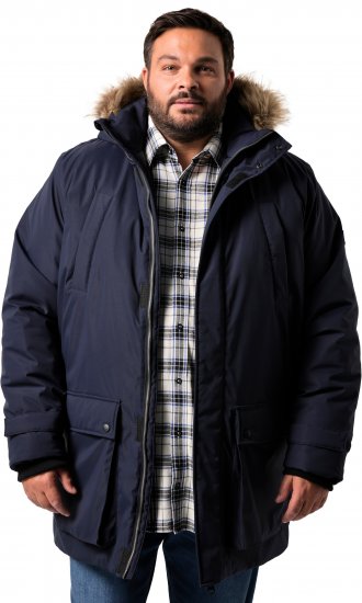 Men Plus Parka With Fur Hood Navy - Якета - мъжки якета големи размери