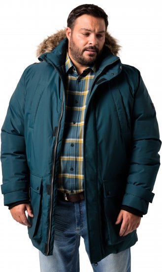 Men Plus Parka With Fur Hood Dark Green - Якета - мъжки якета големи размери
