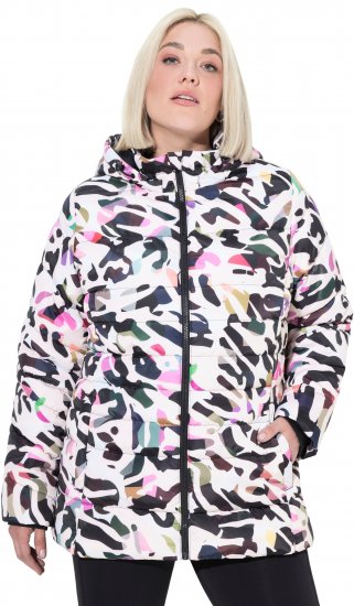 Ulla Popken HYPRAR Water-Repellent Allover Print Jacket Pale Beige - Якета - 