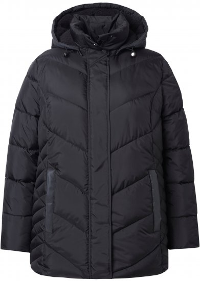 Ulla Popken HYPRAR Reflective Detail Quilted Jacket Black - Якета - 