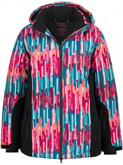 Ulla Popken HYPRAR Graphic Stripe Fully Lined Ski Jacket Teal - Якета - 