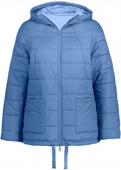Ulla Popken Reversible Butterfly Print Fully Lined Quilted Jacket Blue Denim - Якета - 