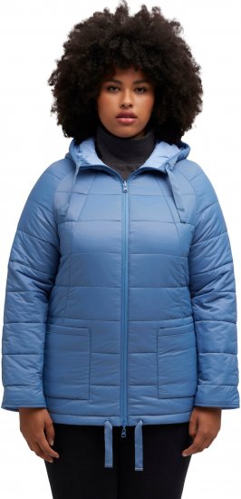 Ulla Popken Reversible Butterfly Print Fully Lined Quilted Jacket Blue Denim - Якета - 