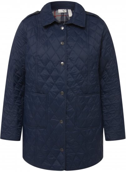 Ulla Popken Quilted Jacket with Plaid Lining Navy - Якета - 