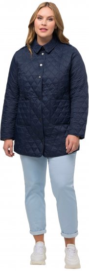 Ulla Popken Quilted Jacket with Plaid Lining Navy - Якета - 
