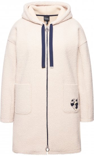 Ulla Popken Oversized Teddy Plush Heart Detail Jacket Pebble Grey - Якета - 