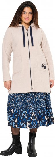 Ulla Popken Oversized Teddy Plush Heart Detail Jacket Pebble Grey - Якета - 