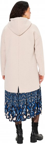 Ulla Popken Oversized Teddy Plush Heart Detail Jacket Pebble Grey - Якета - 
